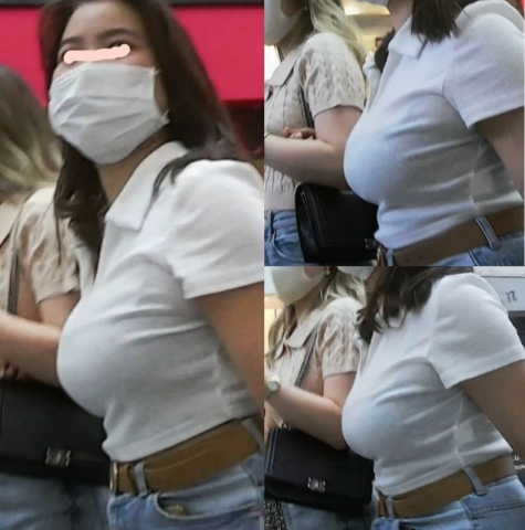 迫力巨乳の透けキャミソール娘
