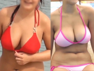 【フルHD】プールとビーチの乳揺れ巨乳