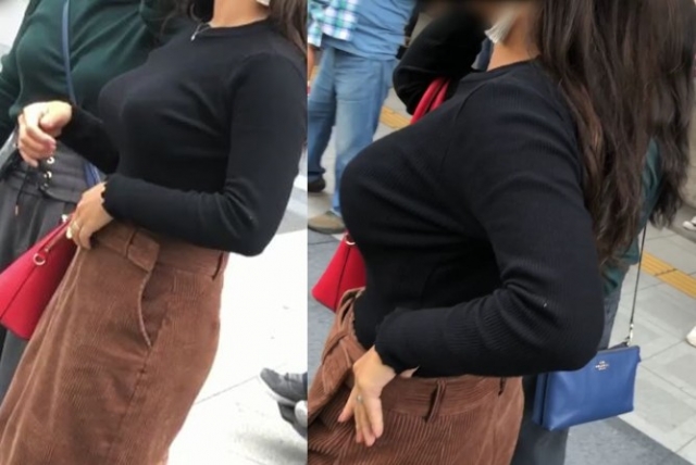 No.145ボヨヨンと黒ニットで爆乳の揺れを強調しまくりエロお姉さん