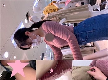 【店員乳首パンチラ痴漢】19歳の超S級美人店員のおっぱいとパンチラを撮影！さらにおっぱいまで何度も触られてしまう店員さんw