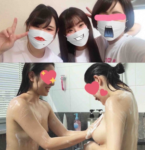 ※初！3人一緒にお風呂配信「中○も○＆桐○○香　パート1」真夏の部活帰りに3人でお風呂に入ったら…!