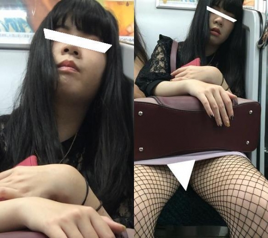 (電車対面）(顔出し)あみあみパンストあんよちゃんを…惜しげもなくひろげちゃった女子大生さんを観察しちゃいました!!