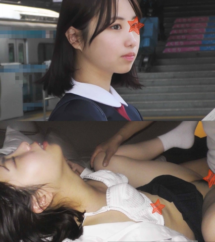 【電車痴漢】★こんなおさなげな天然美少じょJ○が車内で大量に潮を漏らしてしまう衝撃映像★極太イボバイブをねじ込まれ哀れ痴漢の性玩