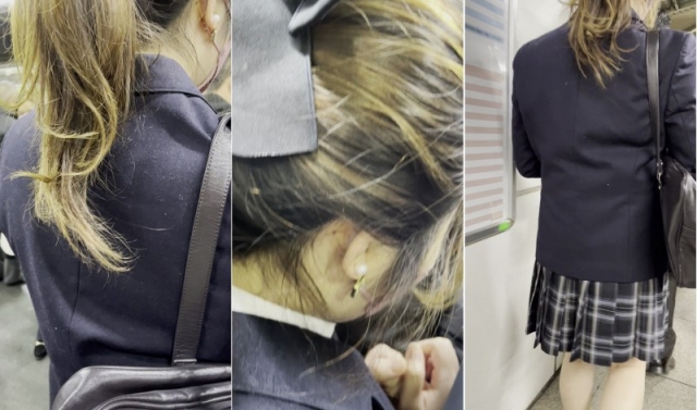 梟の痴漢報告050（東海の帰宅ラッシでギャルな制服女子に生マン）