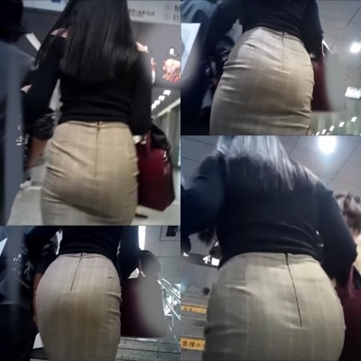 人妻タイトスカート4＊デカ尻淑女の歩行尻【1名】