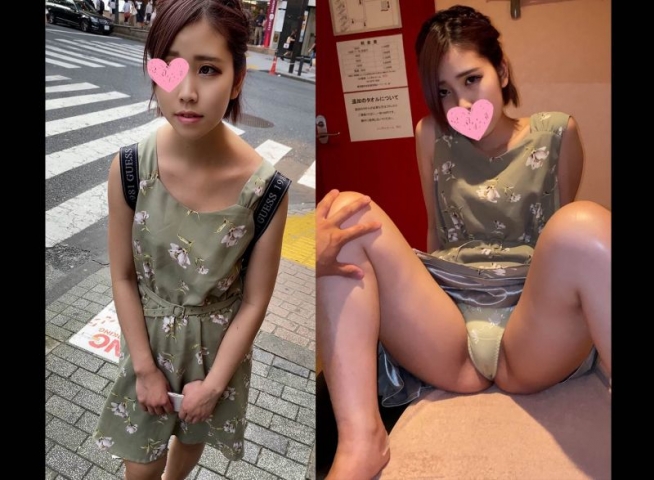 【エッチな交渉】渋谷の胸チラ女子にお金お渡してぶっかけしたその後