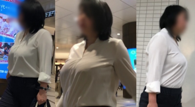 No.154おっぱいがデカすぎてパツパツのシャツが限界を迎えているOLさん