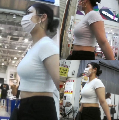 パッチリ二重が可愛い白Tブラトップ乳