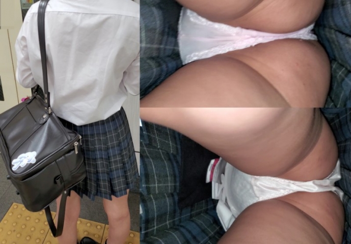 【逆さ撮り】制服美少女　エレベーター逆さパンツ-3