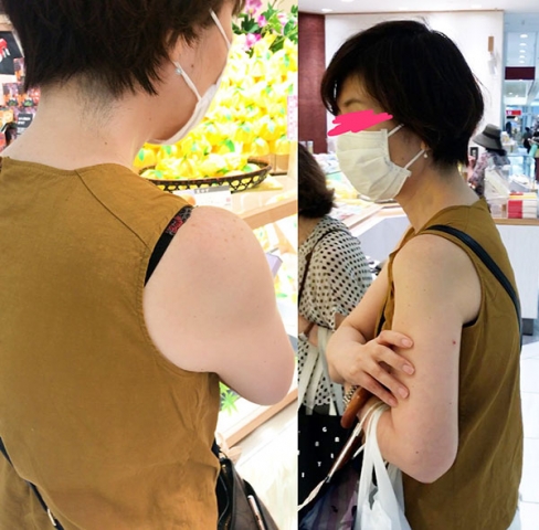 【ブラチラ】お母さんとお買い物に来たマダムは肩から高そうなブラジャーをチラチラっ