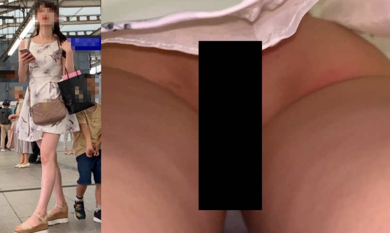 【美人女子大生】彼氏持ちの可愛いお姉さんのどエロい美脚とパンツを盗撮！顔出しあり！JD神