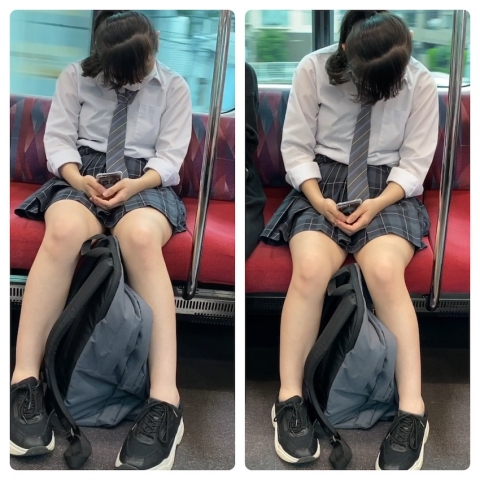 うたた寝するJK風制服美女の対面エロ過ぎるミニスカ生足111